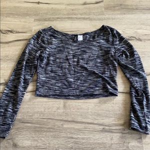 Navy blue long sleeve crop top